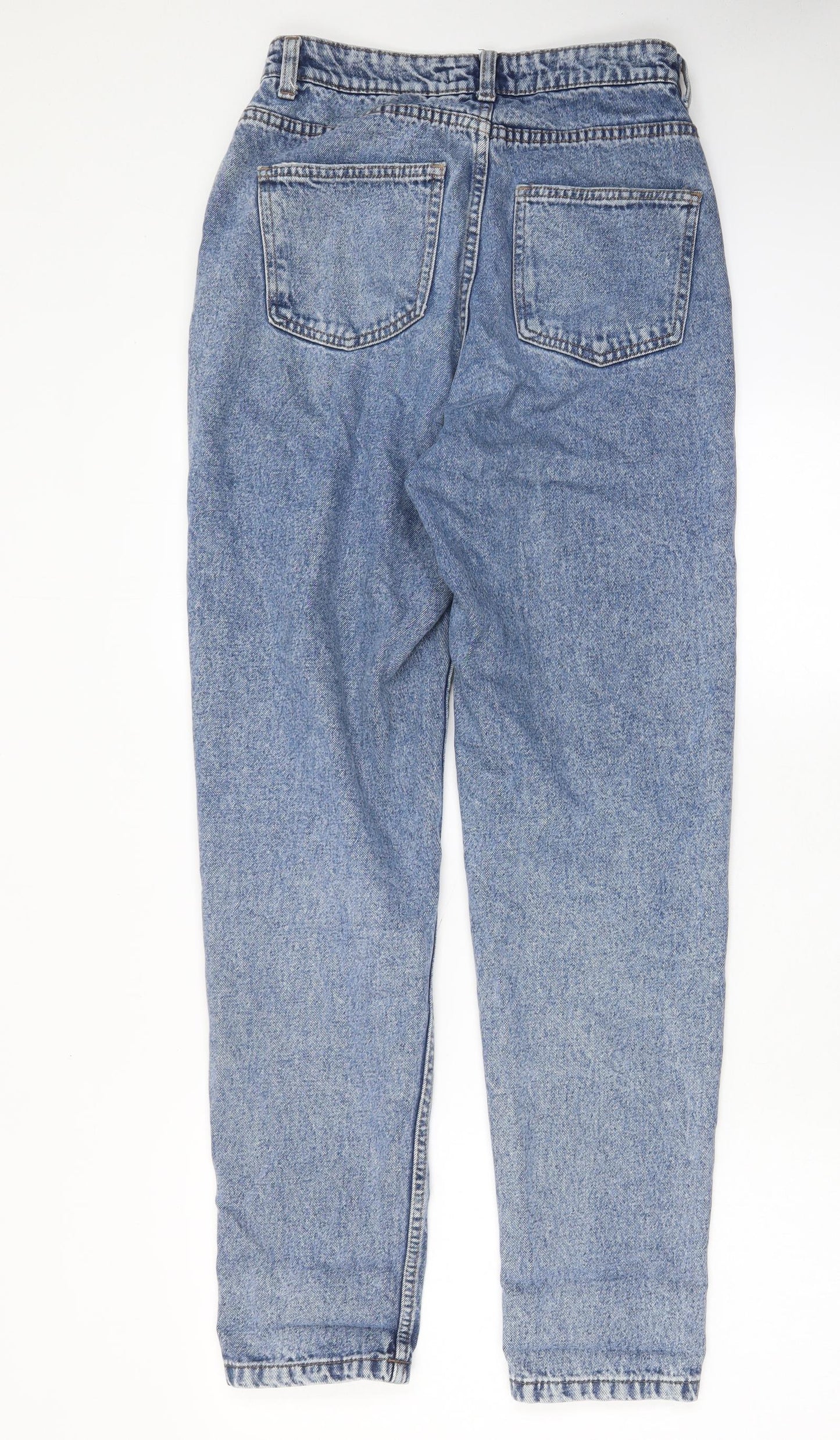 Denim & Co. Womens Blue Cotton Straight Jeans Size 10 L31 in Regular Zip - Pockets, Belt Loops