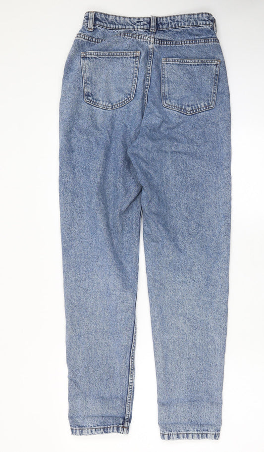 Denim & Co. Womens Blue Cotton Straight Jeans Size 10 L31 in Regular Zip - Pockets, Belt Loops