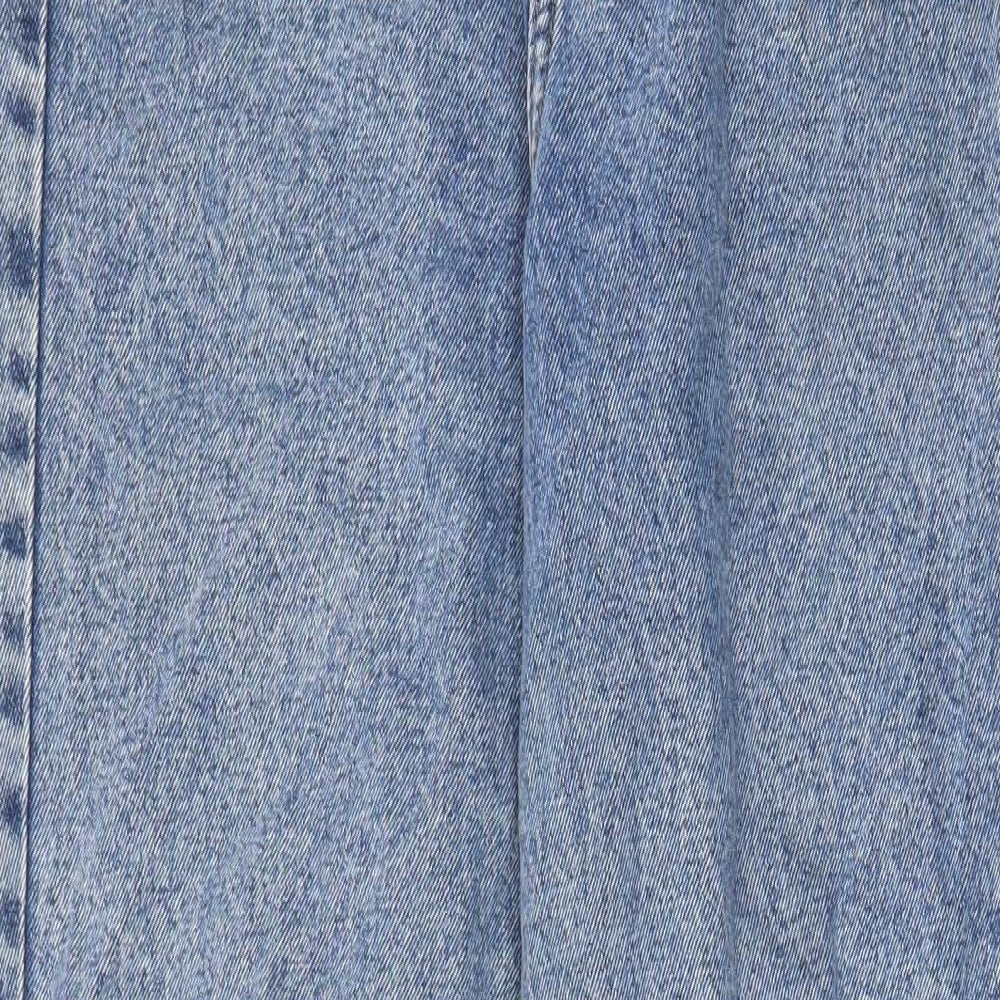 Denim & Co. Womens Blue Cotton Straight Jeans Size 10 L31 in Regular Zip - Pockets, Belt Loops