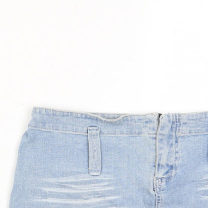 Tom Wolfe Womens Blue Cotton A-Line Skirt Size 28 in Zip - Glitter