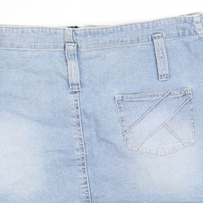 Tom Wolfe Womens Blue Cotton A-Line Skirt Size 28 in Zip - Glitter