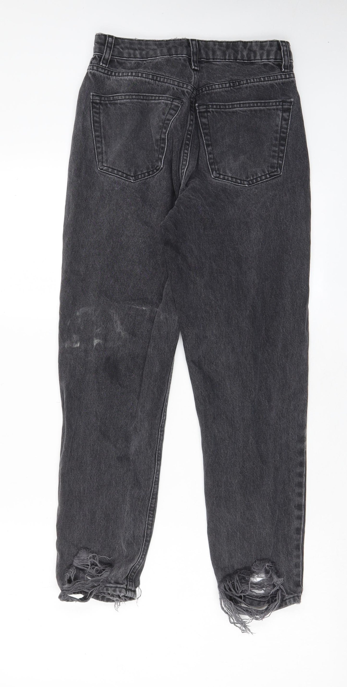 Topshop Womens Grey Cotton Mom Jeans Size 26 in L30 in Regular Zip - Pockets, Belt Loops