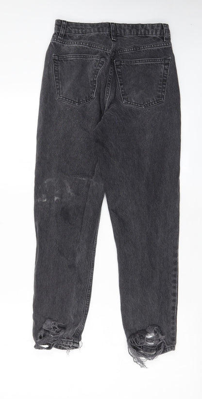 Topshop Womens Grey Cotton Mom Jeans Size 26 in L30 in Regular Zip - Pockets, Belt Loops