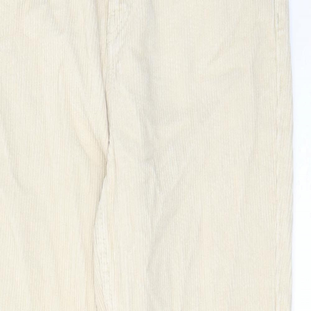 Topshop Womens Ivory Cotton Trousers Size 28 in L30 in Regular Zip - Pockets, Belt Loops