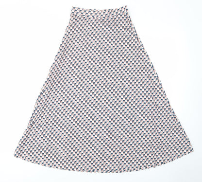 Marks and Spencer Womens Pink Geometric Polyester A-Line Skirt Size 6 - Elastic waist