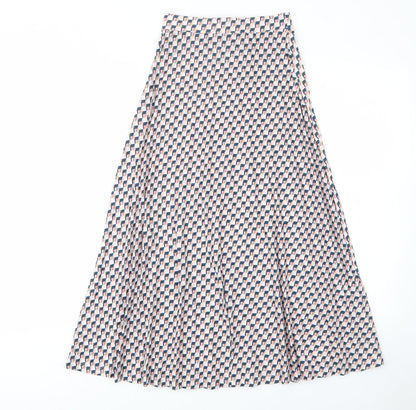 Marks and Spencer Womens Pink Geometric Polyester A-Line Skirt Size 6 - Elastic waist