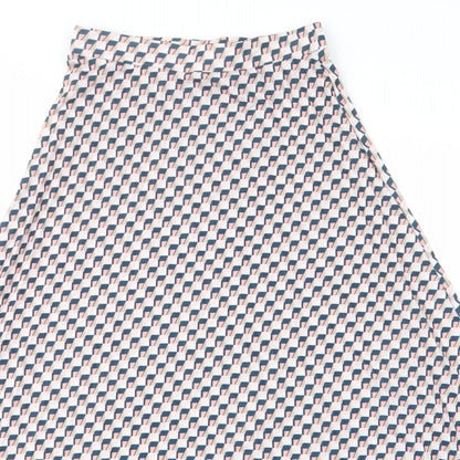 Marks and Spencer Womens Pink Geometric Polyester A-Line Skirt Size 6 - Elastic waist
