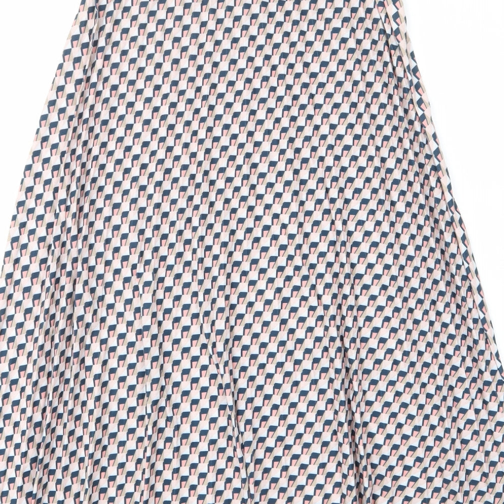 Marks and Spencer Womens Pink Geometric Polyester A-Line Skirt Size 6 - Elastic waist