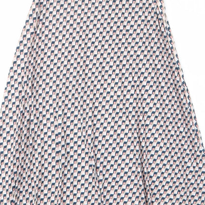 Marks and Spencer Womens Pink Geometric Polyester A-Line Skirt Size 6 - Elastic waist