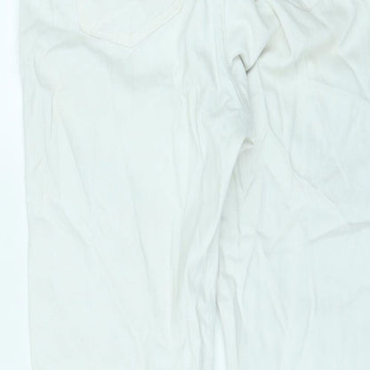 Denim & Co. Womens White Cotton Straight Jeans Size 12 L25 in Regular Zip - Cropped