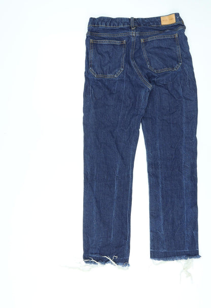 M.i.h Jeans Womens Blue Cotton Straight Jeans Size 26 in L26 in Regular Zip - Raw Hems