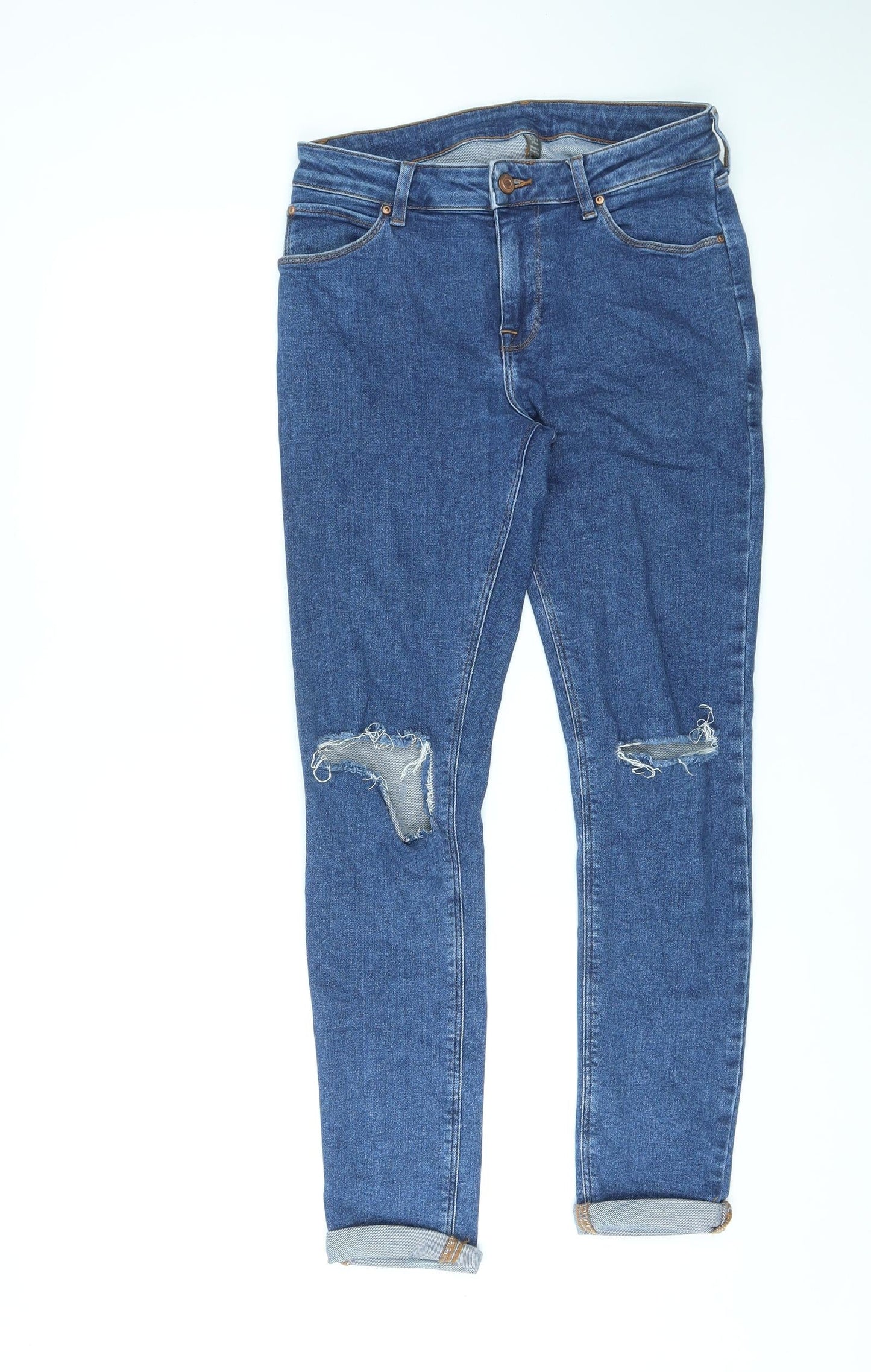 ASOS Womens Blue Cotton Tapered Jeans Size 30 in L32 in Regular Zip