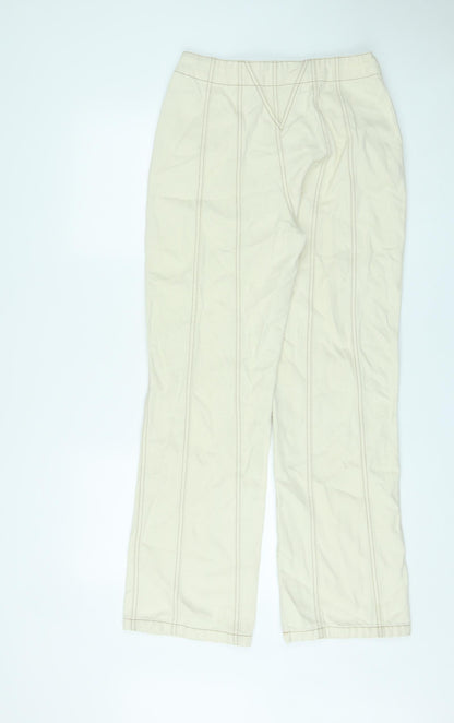 Wishne Womens Ivory Cotton Straight Jeans Size 10 L29 in Regular Button