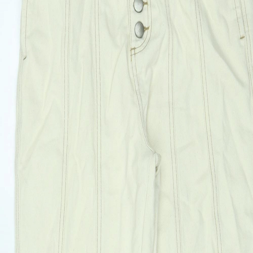 Wishne Womens Ivory Cotton Straight Jeans Size 10 L29 in Regular Button