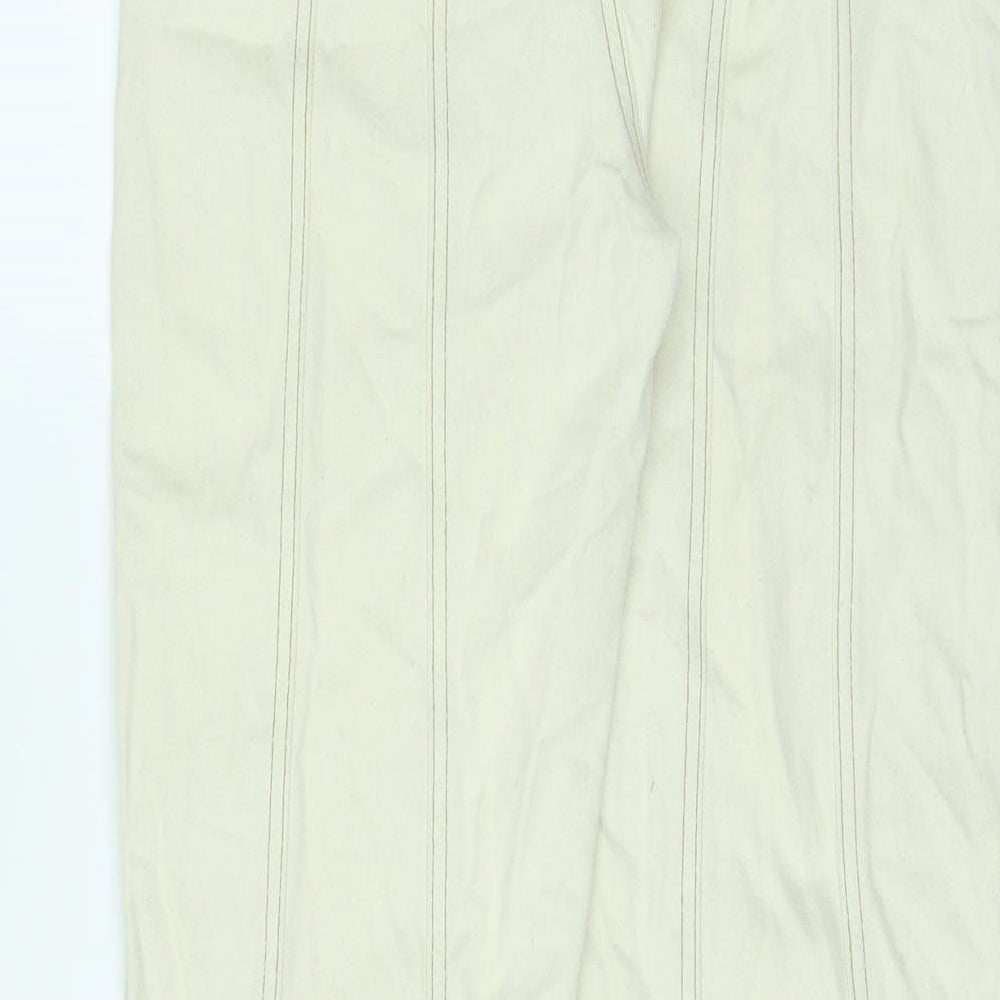 Wishne Womens Ivory Cotton Straight Jeans Size 10 L29 in Regular Button
