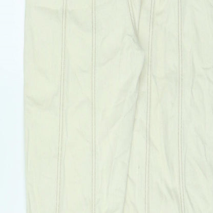 Wishne Womens Ivory Cotton Straight Jeans Size 10 L29 in Regular Button