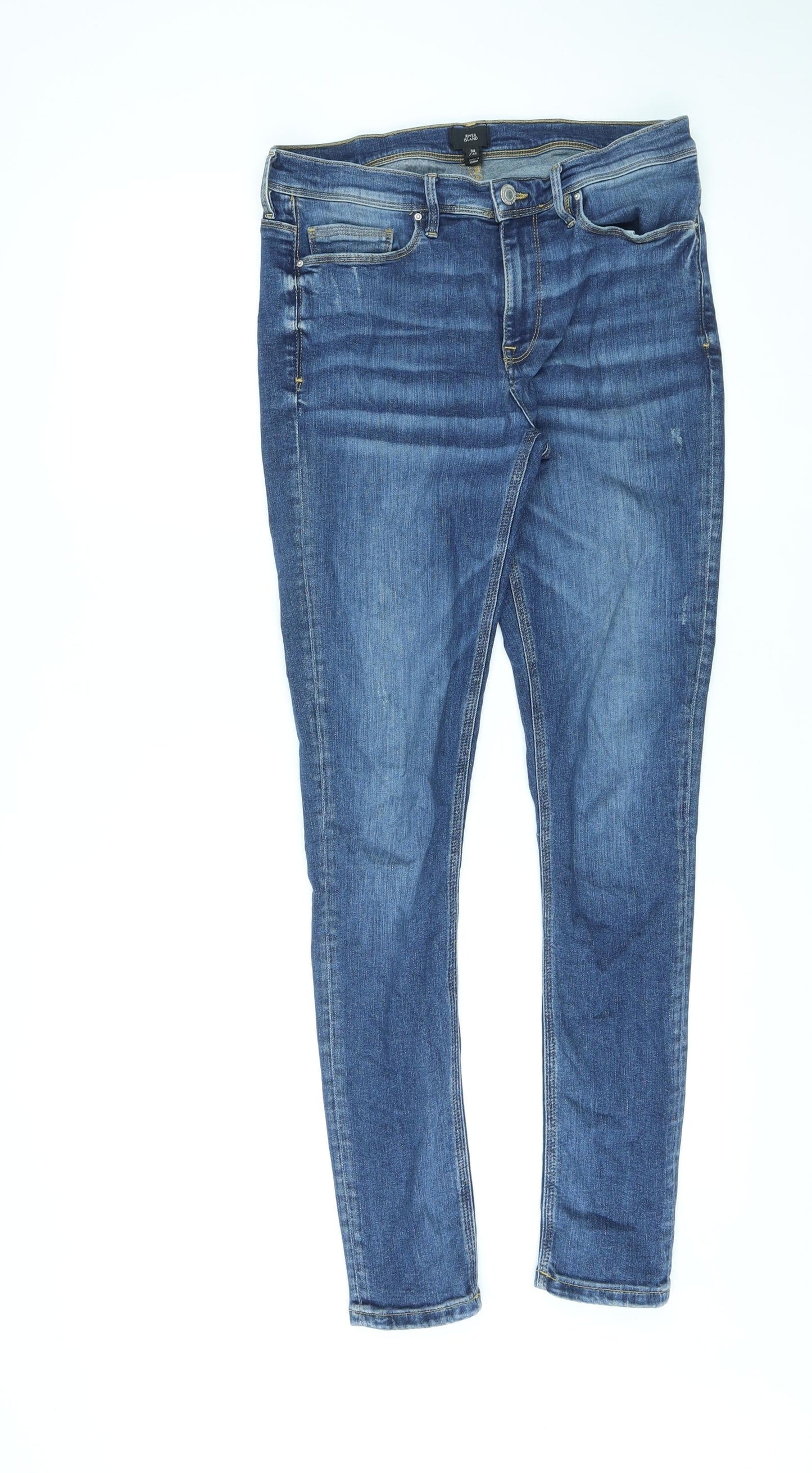 River Island Womens Blue Cotton Skinny Jeans Size 28 in L29 in Regular Zip