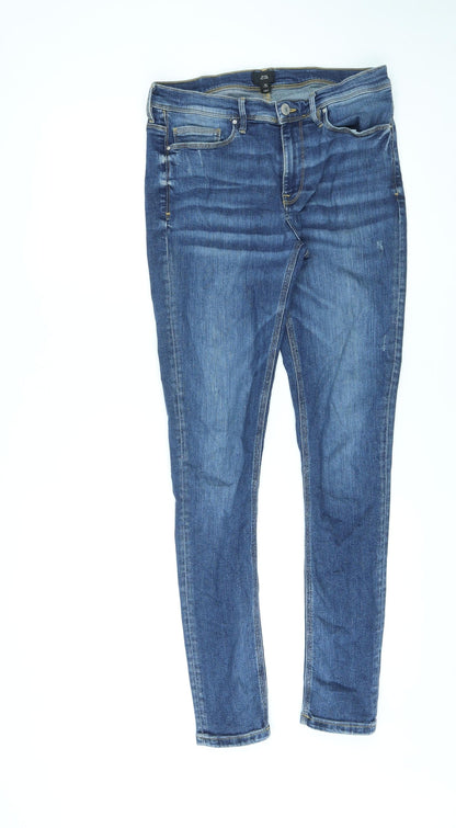 River Island Womens Blue Cotton Skinny Jeans Size 28 in L29 in Regular Zip
