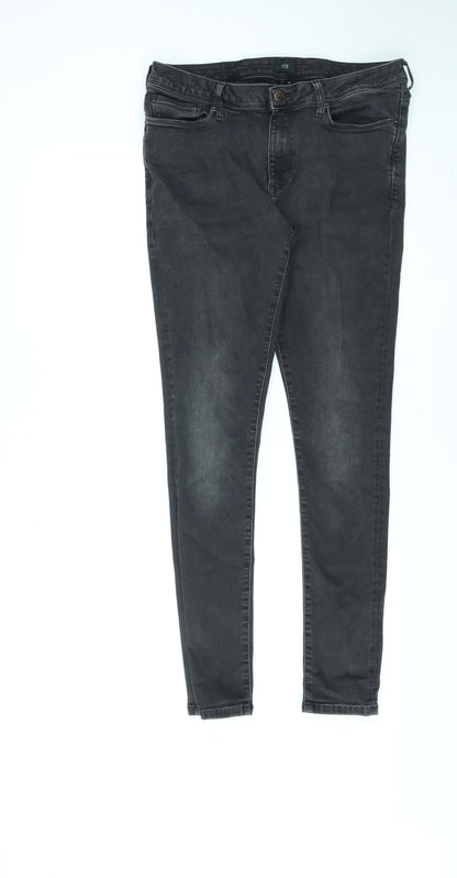 River Island Womens Black Cotton Skinny Jeans Size 32 in L29 in Regular Zip