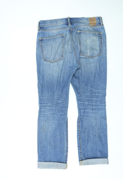 Gap Womens Blue Cotton Tapered Jeans Size 32 in L30 in Regular Zip