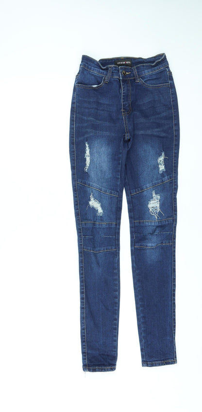 Fashion Nova Womens Blue Cotton Skinny Jeans Size S L28 in Regular Zip