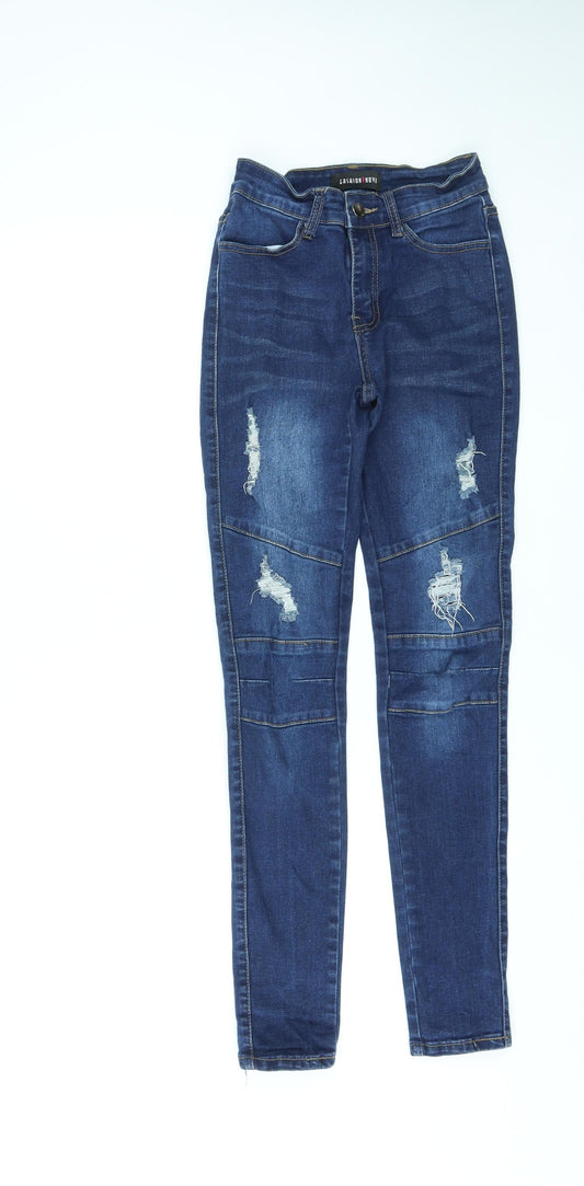 Fashion Nova Womens Blue Cotton Skinny Jeans Size S L28 in Regular Zip