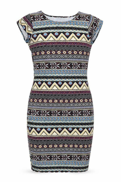 Apricot Womens Multicoloured Geometric Viscose Bodycon Size M Boat Neck Pullover