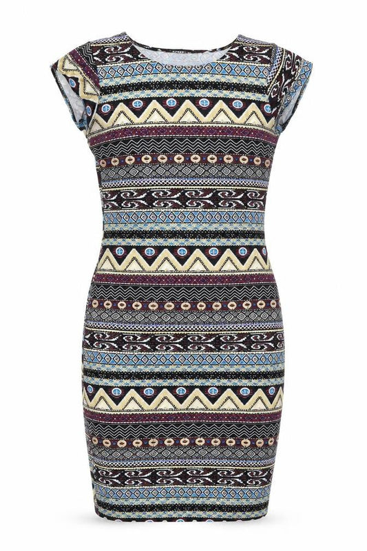 Apricot Womens Multicoloured Geometric Viscose Bodycon Size M Boat Neck Pullover