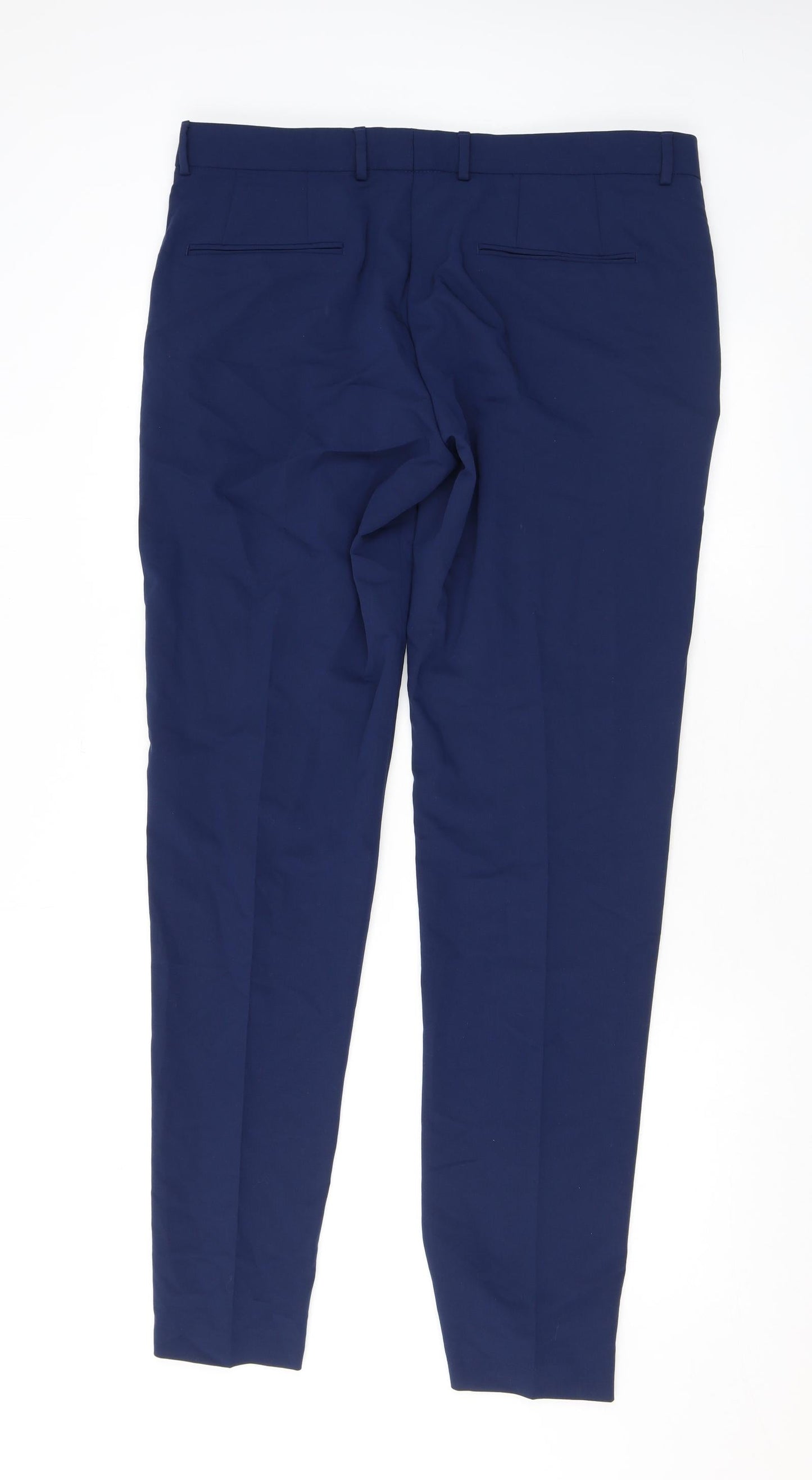 Zara Mens Blue Polyester Dress Pants Trousers Size 44 in L33 in Regular Zip