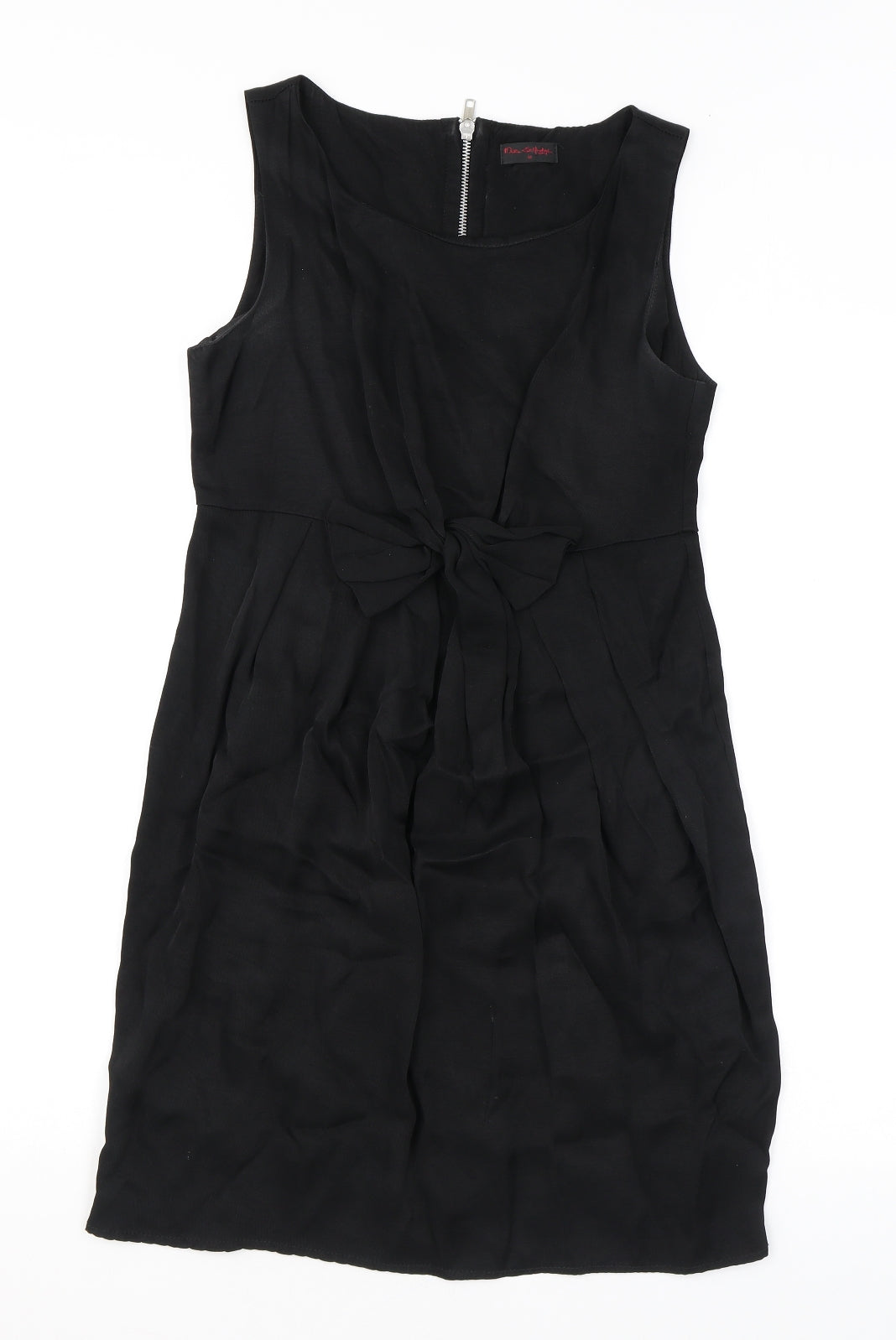 Miss Selfridge Womens Black Viscose Mini Size 10 Round Neck Zip