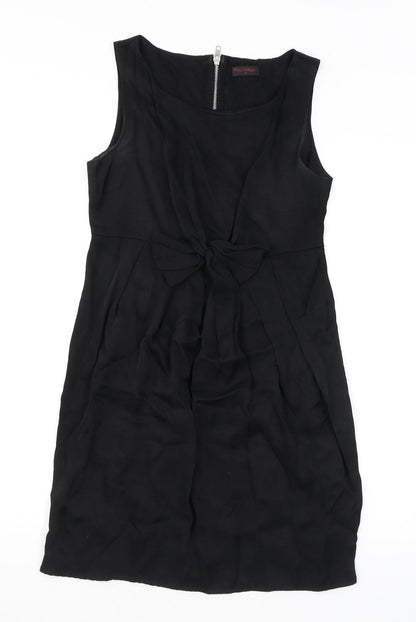 Miss Selfridge Womens Black Viscose Mini Size 10 Round Neck Zip