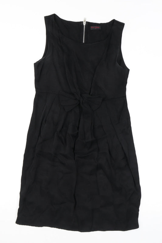 Miss Selfridge Womens Black Viscose Mini Size 10 Round Neck Zip