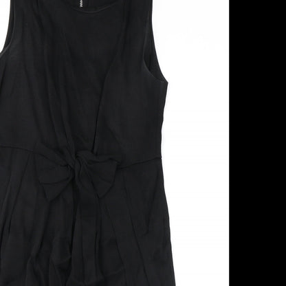 Miss Selfridge Womens Black Viscose Mini Size 10 Round Neck Zip