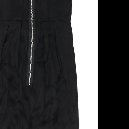 Miss Selfridge Womens Black Viscose Mini Size 10 Round Neck Zip