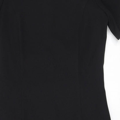 Bonmarché Womens Black Polyester Pencil Dress Size 14 Scoop Neck Zip - Embroidery