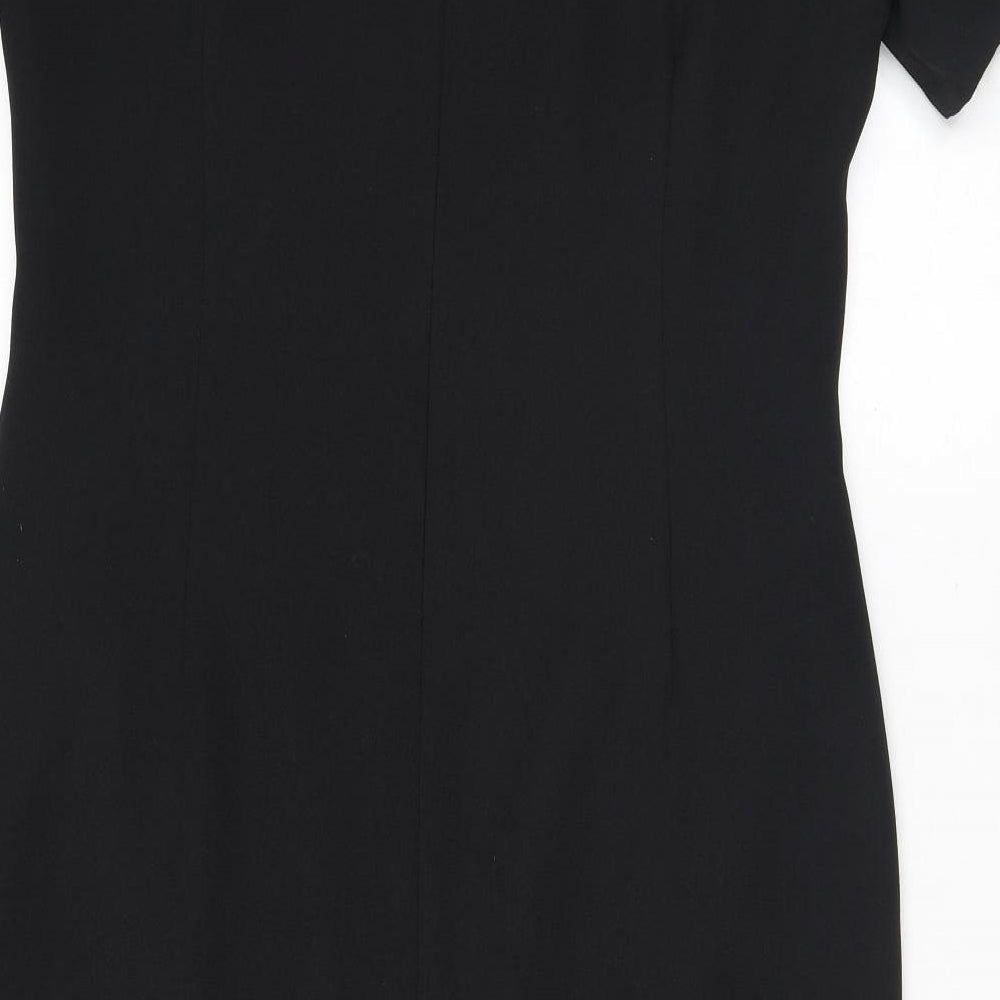 Bonmarché Womens Black Polyester Pencil Dress Size 14 Scoop Neck Zip - Embroidery