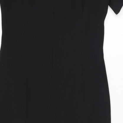 Bonmarché Womens Black Polyester Pencil Dress Size 14 Scoop Neck Zip - Embroidery