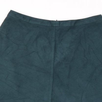 Marks and Spencer Womens Green Polyester Swing Skirt Size 14 Zip