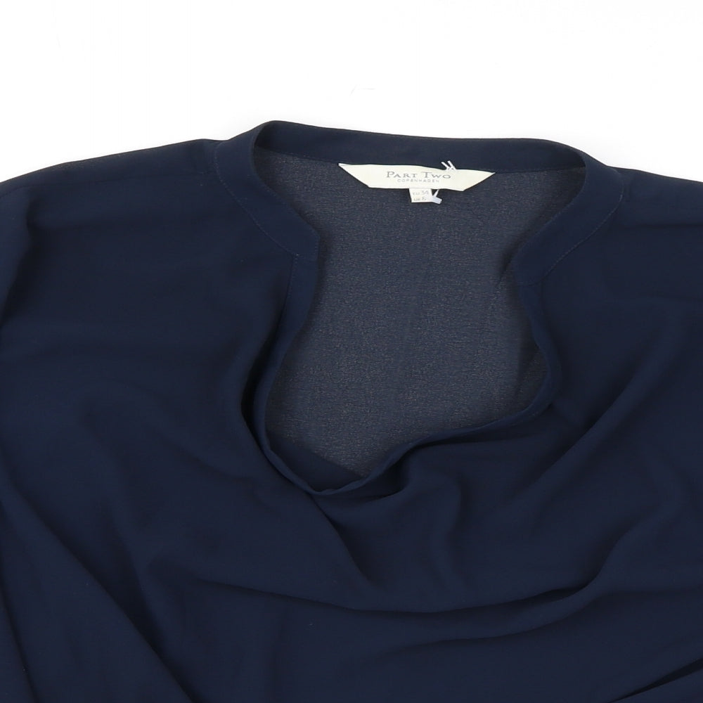 Womens UK Size 8 Part Two Blue Basic Blouse