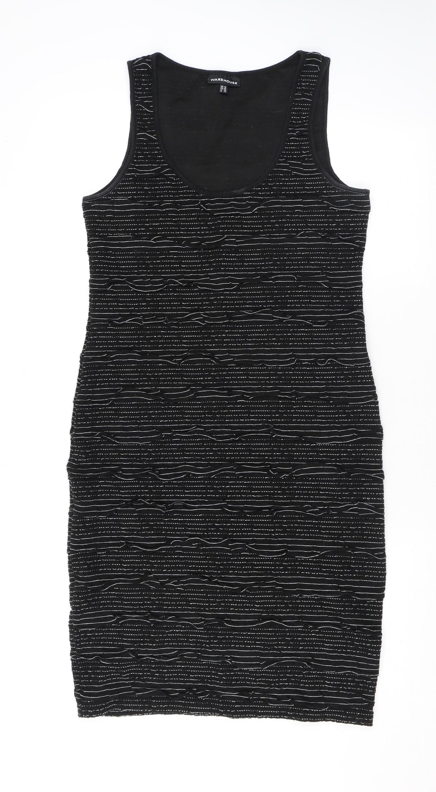 New Look Womens Black Striped Polyester Bodycon Size 12 Scoop Neck Pullover