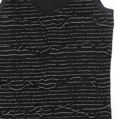 New Look Womens Black Striped Polyester Bodycon Size 12 Scoop Neck Pullover