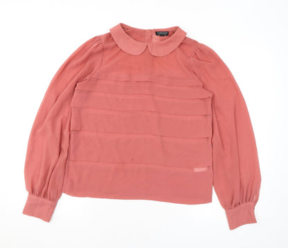 Womens UK Size 8 Topshop Pink Basic Button-Up
