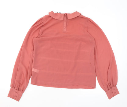 Womens UK Size 8 Topshop Pink Basic Button-Up