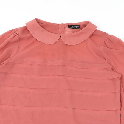 Womens UK Size 8 Topshop Pink Basic Button-Up
