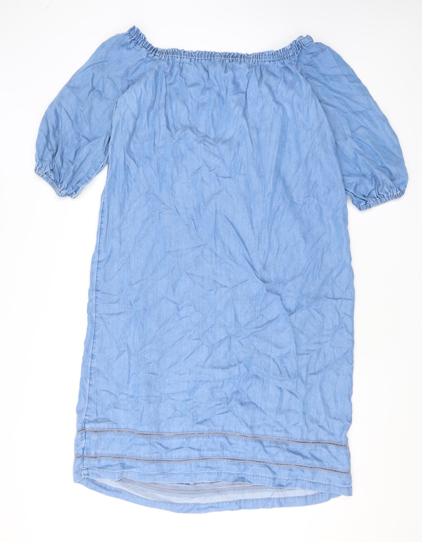 Marks and Spencer Womens Blue Polyester T-Shirt Dress Size 12 Off the Shoulder Pullover