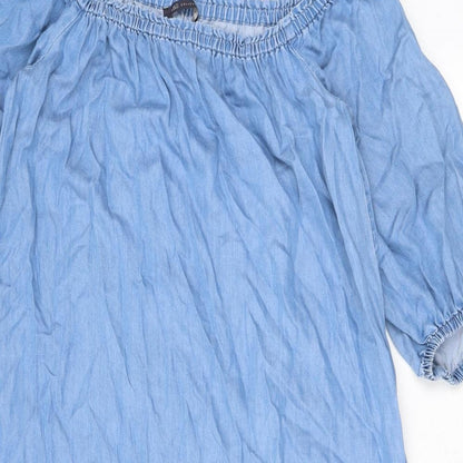 Marks and Spencer Womens Blue Polyester T-Shirt Dress Size 12 Off the Shoulder Pullover
