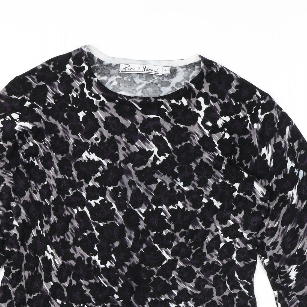 Womens UK Size 14 Pure & Natural Black Basic Blouse