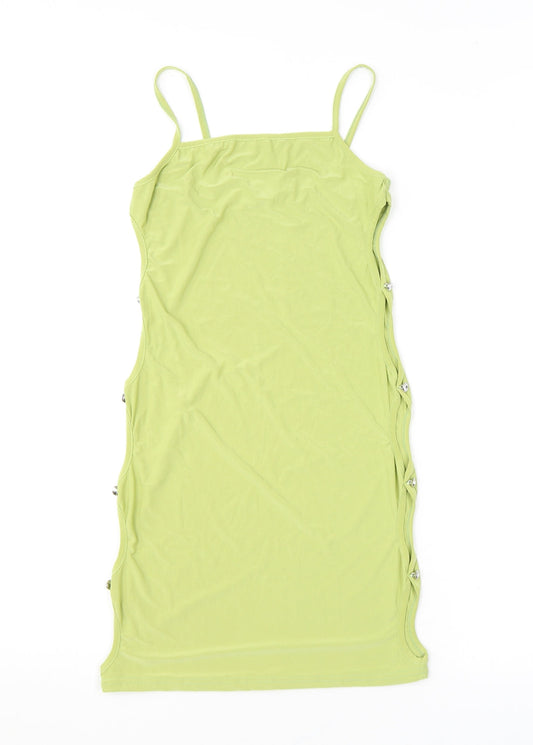 Missy Empire Womens Green Polyester Bodycon Size 8 Square Neck Pullover - Cutout