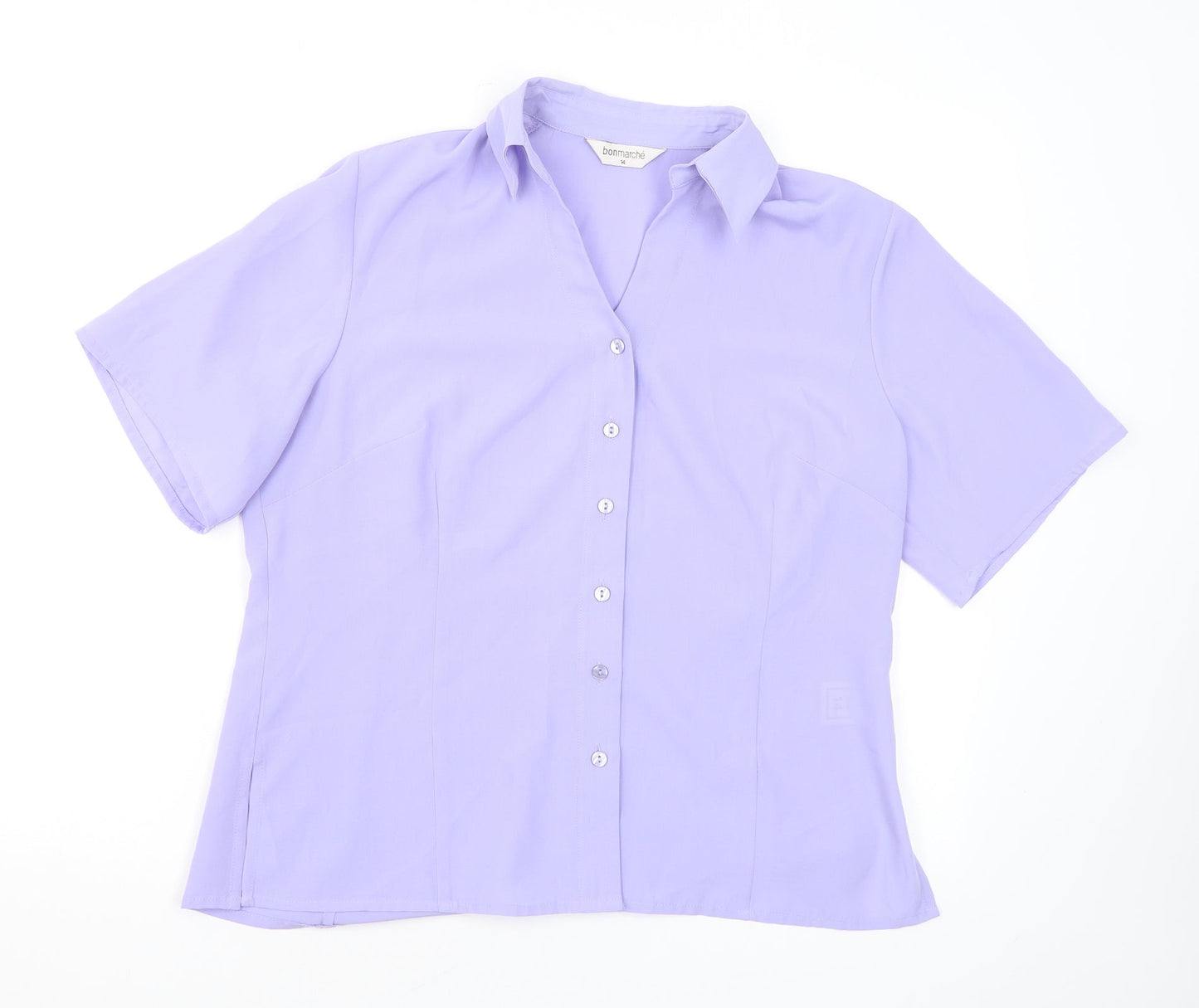 Bonmarché Womens Purple Polyester Basic Button-Up Size 14 Collared
