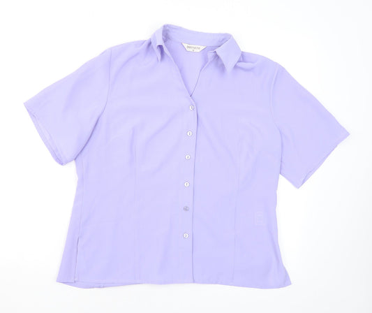 Bonmarché Womens Purple Polyester Basic Button-Up Size 14 Collared